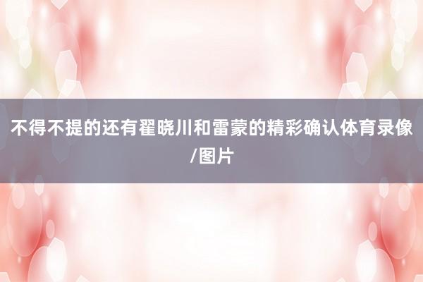 不得不提的还有翟晓川和雷蒙的精彩确认体育录像/图片