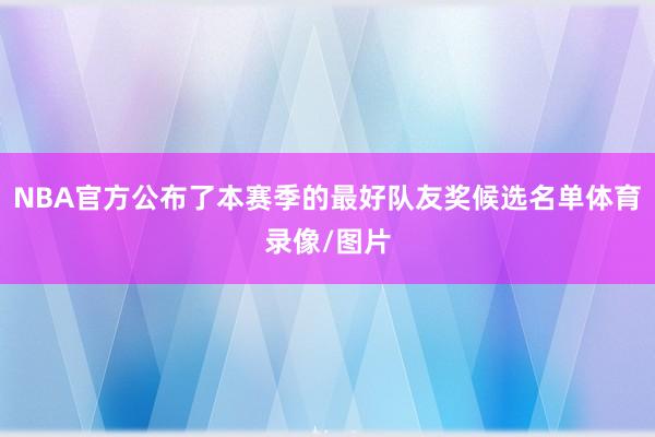NBA官方公布了本赛季的最好队友奖候选名单体育录像/图片