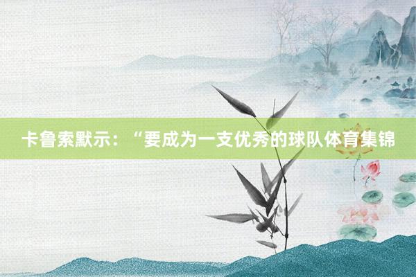 卡鲁索默示：“要成为一支优秀的球队体育集锦