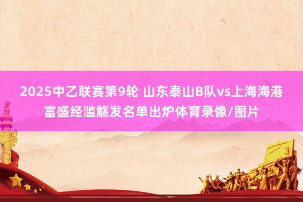 2025中乙联赛第9轮 山东泰山B队vs上海海港富盛经滥觞发名单出炉体育录像/图片