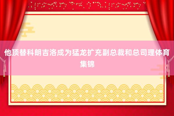 他顶替科朗吉洛成为猛龙扩充副总裁和总司理体育集锦