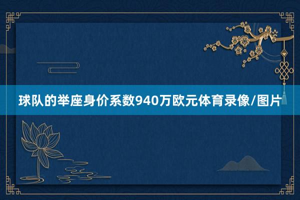 球队的举座身价系数940万欧元体育录像/图片