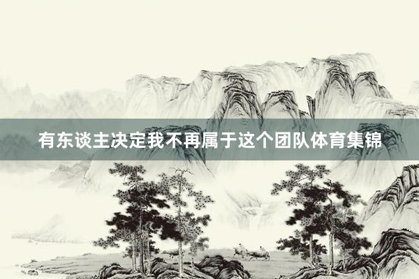 有东谈主决定我不再属于这个团队体育集锦