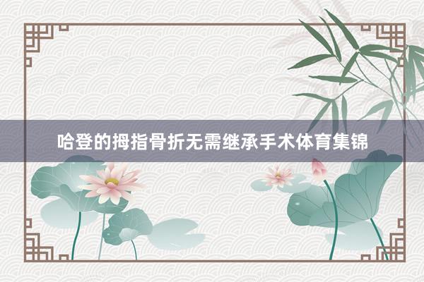 哈登的拇指骨折无需继承手术体育集锦