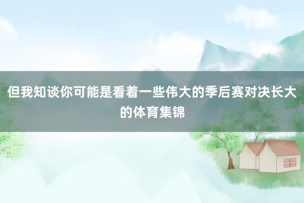 但我知谈你可能是看着一些伟大的季后赛对决长大的体育集锦